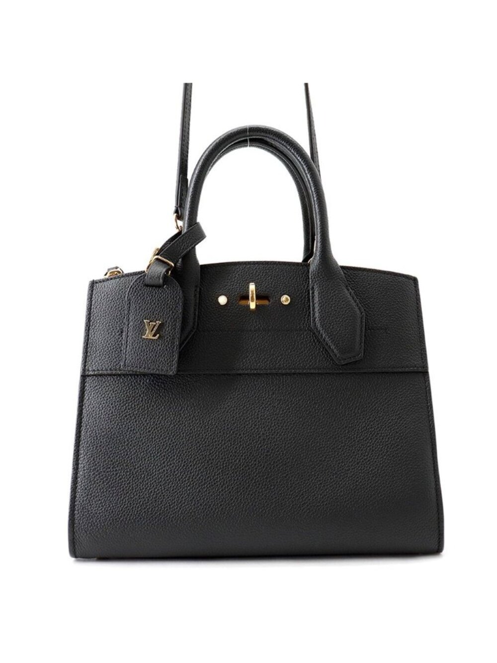 Louis Vuitton Calfskin City Steamer 2-Way Shoulder Bag Black